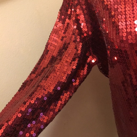 - Pink Shimmer sequin long blouse Sz LG Stretchy - Picture 4 of 7